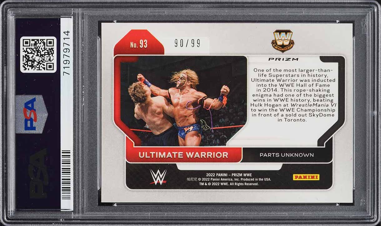 2022 Panini Prizm WWE Orange Ultimate Warrior /99 #93 PSA 10 GEM MINT