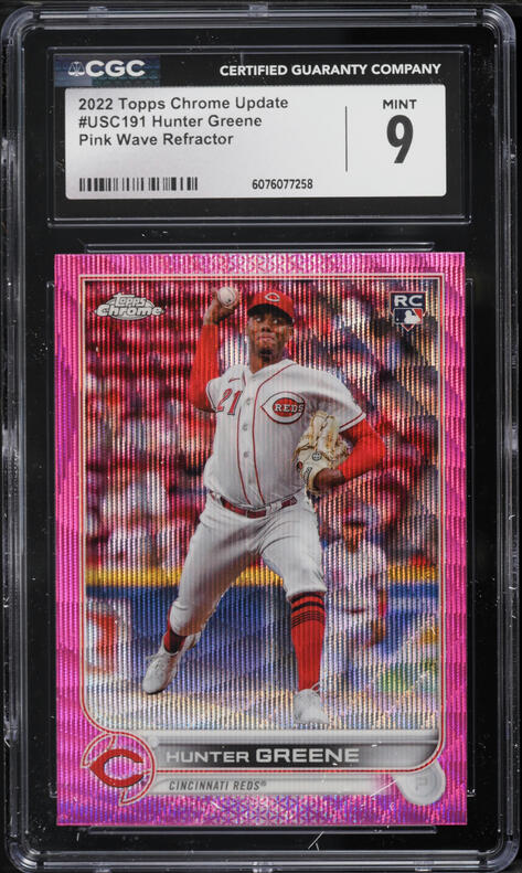 2022 Stadium Club Chrome Orange Refractor Hunter Greene RC /25 CGC