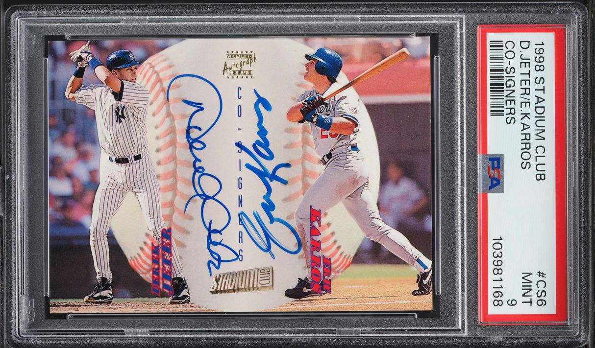 1998 Stadium Club Co-Signers Derek Jeter Eric Karros AUTO #CS6 PSA 9 MINT