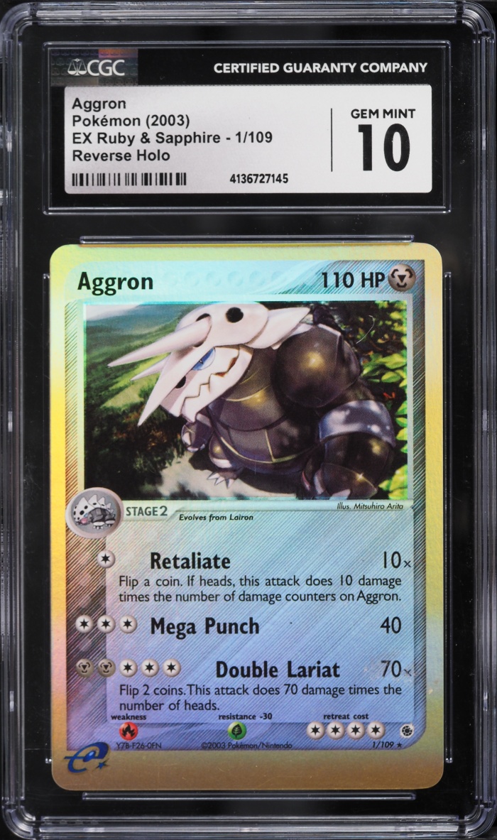 2003 Pokemon EX Ruby & Sapphire Reverse Holo Aggron #1 CGC 10 GEM MINT