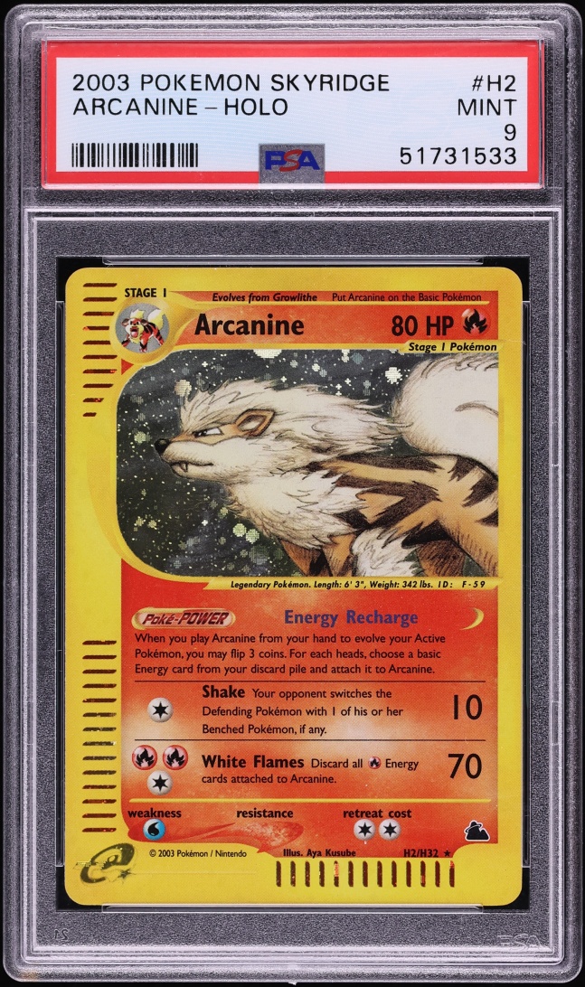 2003 Pokemon Skyridge Holo Arcanine #H2 PSA 9 MINT