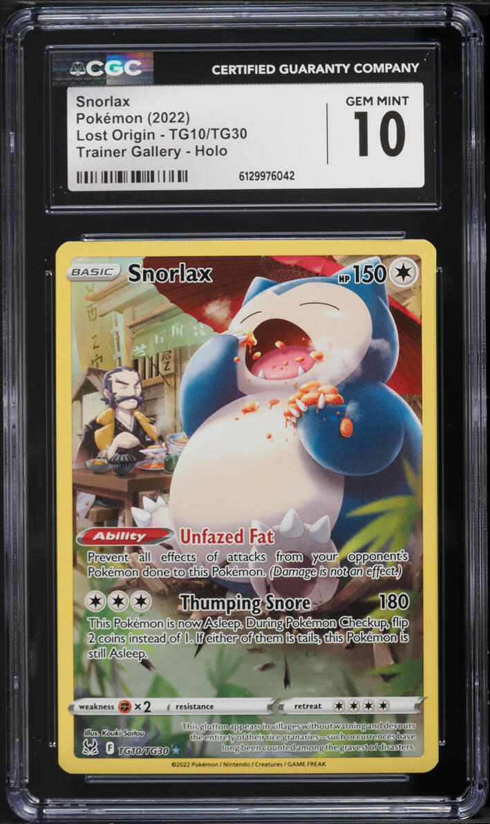 2022 Pokemon Sword & Shield Lost Origin CHR Snorlax #TG10 CGC 10 GEM MINT