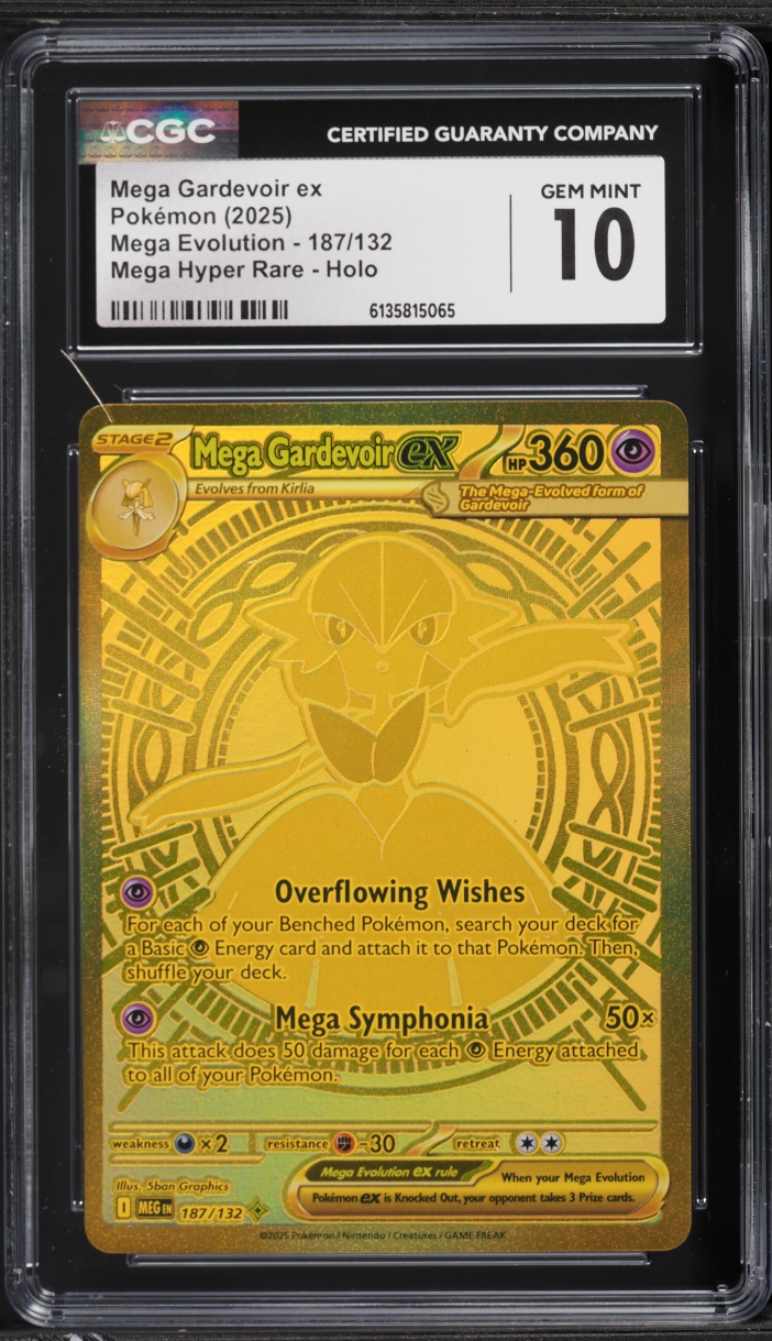 2025 Pokemon Mega Evolution Gold Rare Mega Gardevoir ex #187 CGC 10 GEM MINT