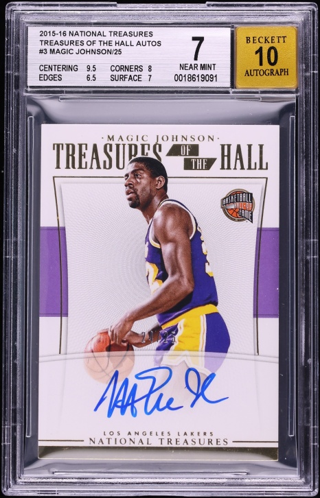 2015 National Treasures Treasures Of The Hall Magic Johnson AUTO /25 #TH-MJS BGS 7 NRMT