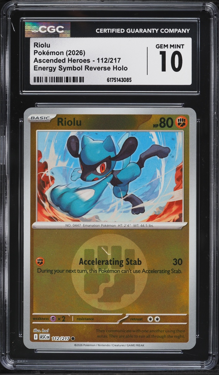 2026 Pokemon Mega Evolution Ascended Heroes Energy Symbol Reverse Holo Riolu #112 CGC 10 GEM