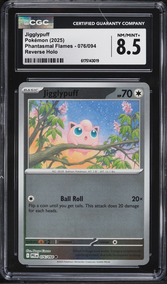 2025 Pokemon Mega Evolution Phantasmal Flames Reverse Holo Jigglypuff #76 CGC 8.5 NM-MT+