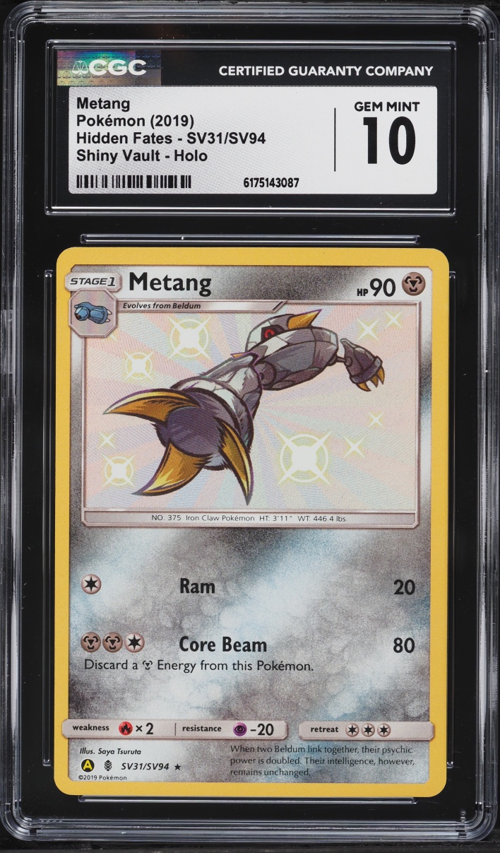 2019 Pokemon Sun & Moon Hidden Fates Shiny Metang #SV31 CGC 10 GEM MINT