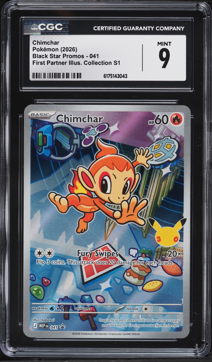 2026 Pokemon Mega Evolution Promo First Partner Illustration Full Art Chimchar #41 CGC 9 MINT