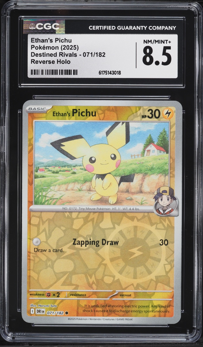 2025 Pokemon Scarlet & Violet Destined Rivals Reverse Holo Ethan's Pichu #71 CGC 8.5 NM-MT+
