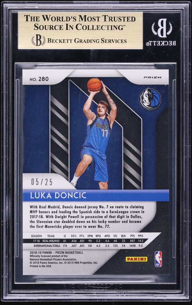 2018 Panini Prizm Mojo Luka Doncic ROOKIE /25 #280 BGS 9.5 GEM MINT