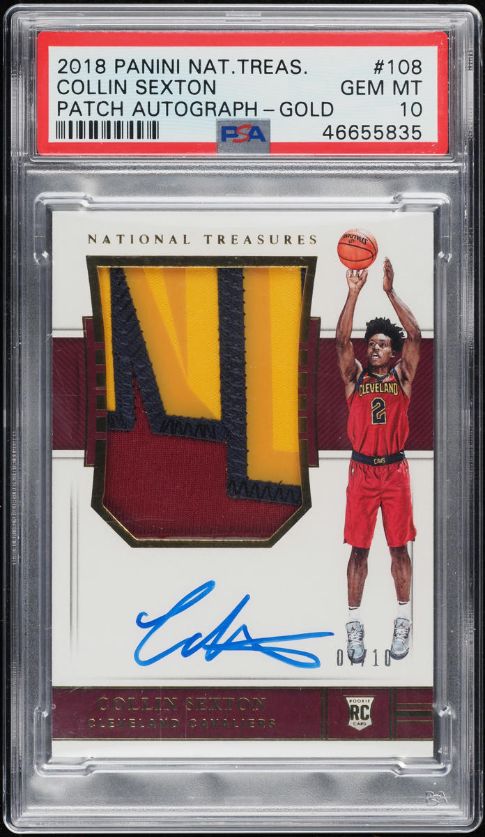 2018 National Treasures Gold Collin Sexton ROOKIE PATCH AUTO /10 #108 PSA 10 GEM - Photo 1