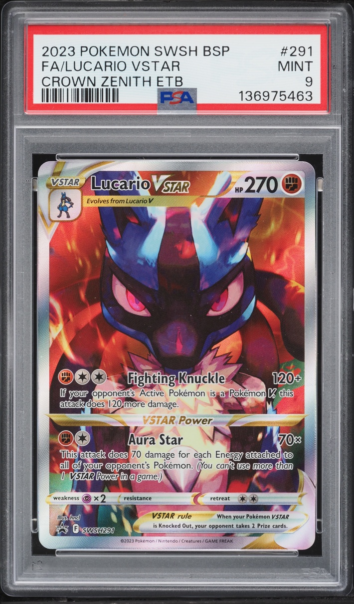 2023 Pokemon Sword & Shield Promo Crown Zenith ETB Lucario VSTAR #291 PSA 9 MINT