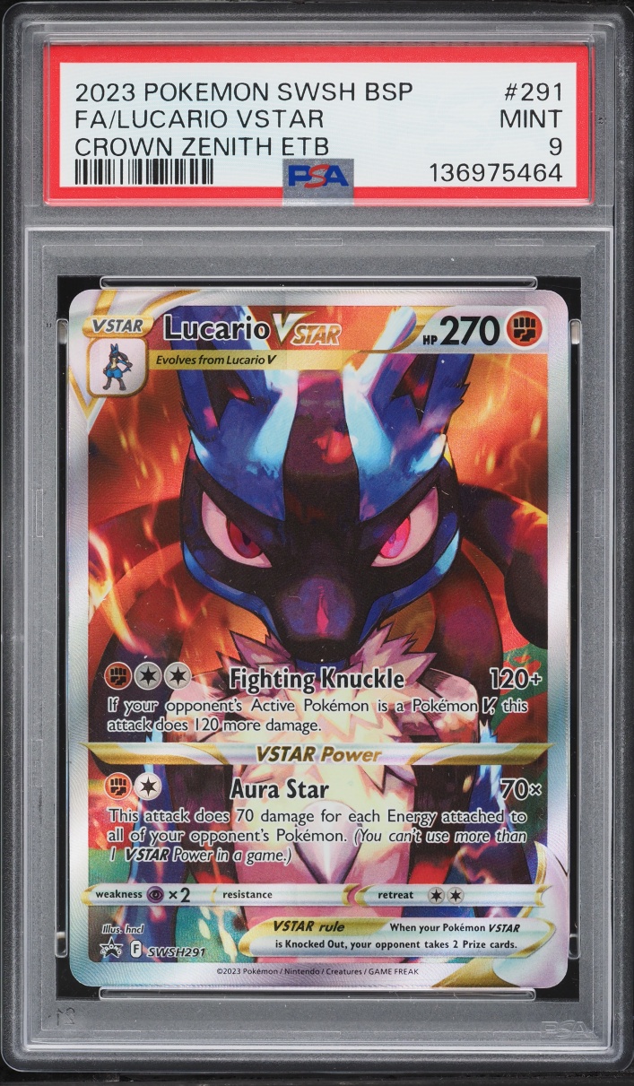 2023 Pokemon Sword & Shield Promo Crown Zenith ETB Lucario VSTAR #291 PSA 9 MINT