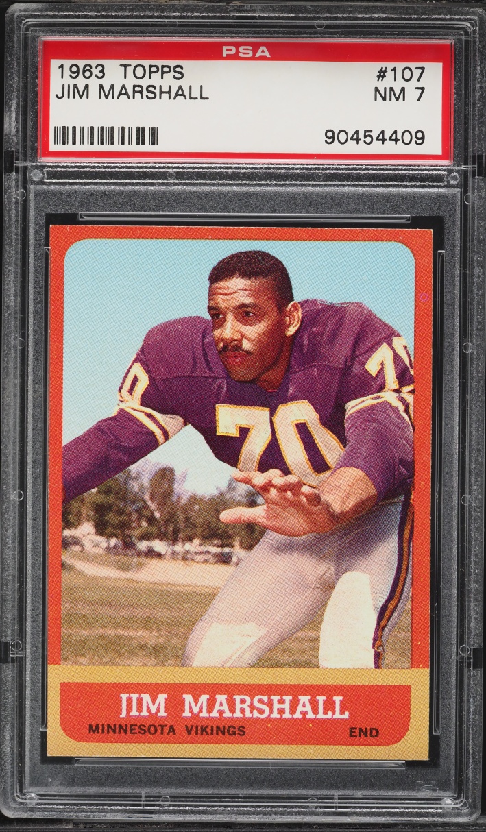 1963 Topps Football Jim Marshall ROOKIE #107 PSA 7 NRMT