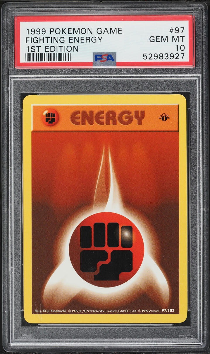 1999 Pokemon Base Set Shadowless 1st Edition Fighting Energy #97 PSA 10 GEM MINT