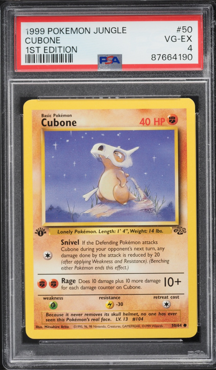 1999 Pokemon Jungle 1st Edition Cubone #50 PSA 4 VGEX