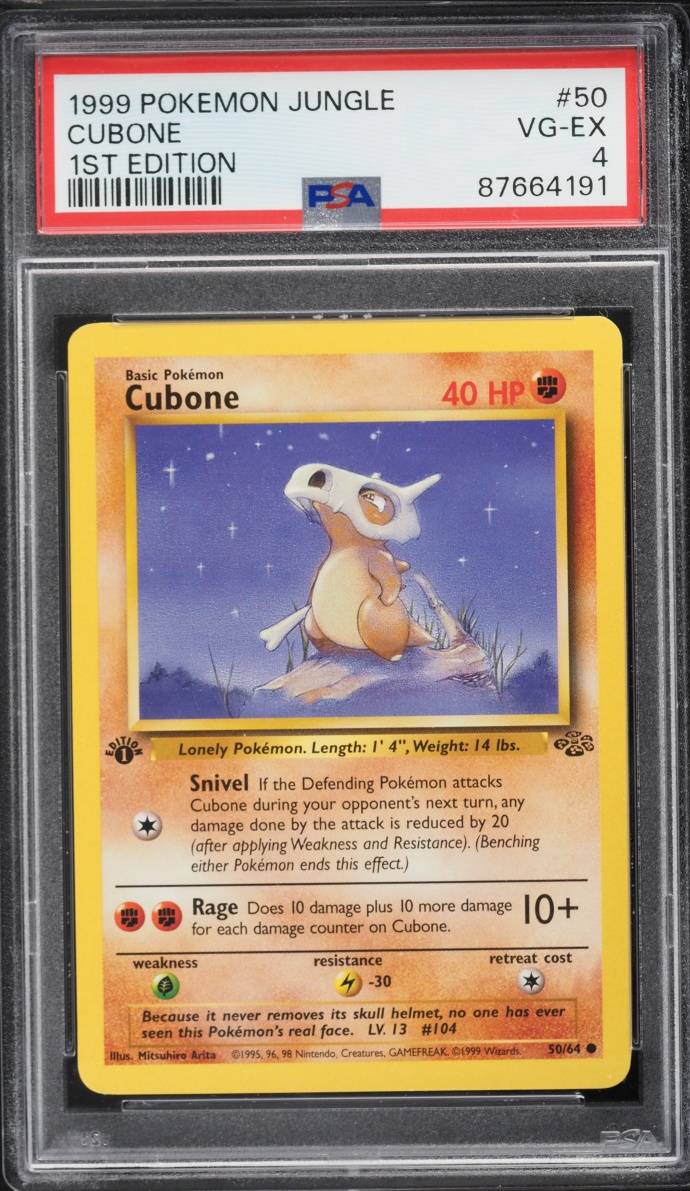 1999 Pokemon Jungle 1st Edition Cubone #50 PSA 4 VGEX
