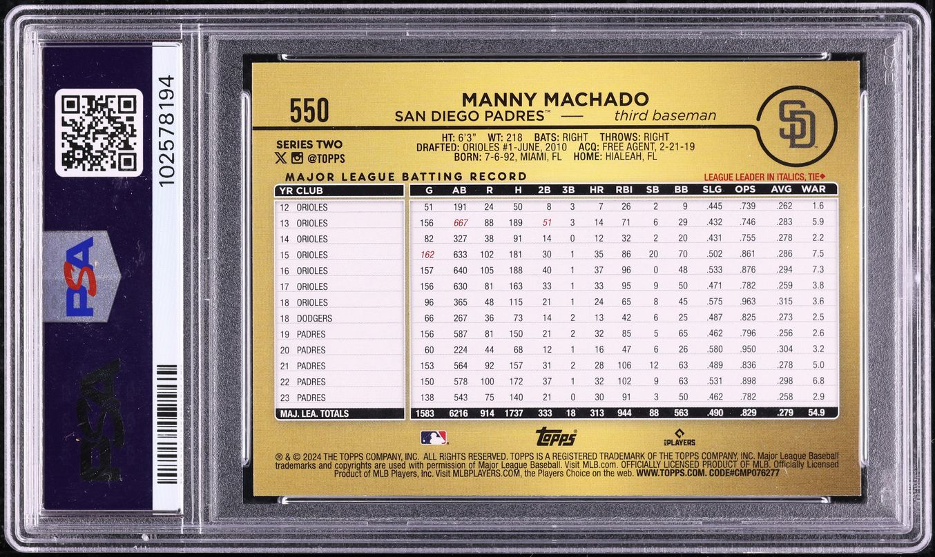 2024 Topps Golden Mirror Manny Machado #550 PSA 10 GEM MINT