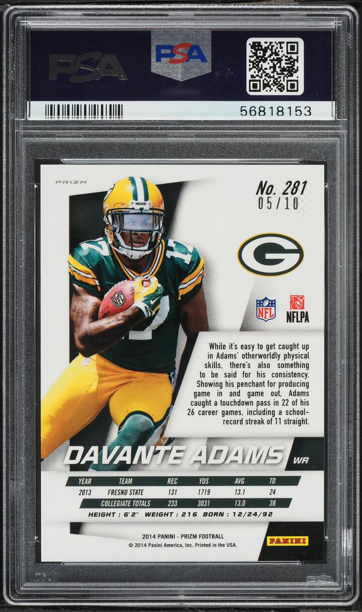 2014 Panini Prizm Gold Davante Adams ROOKIE /10 #281 PSA 9 MINT