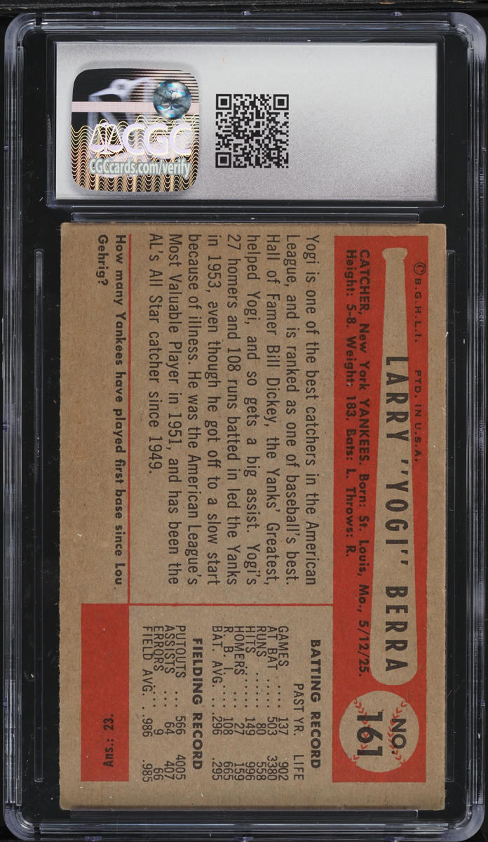 1954 Bowman Yogi Berra #161 CGC 3.5 VG+
