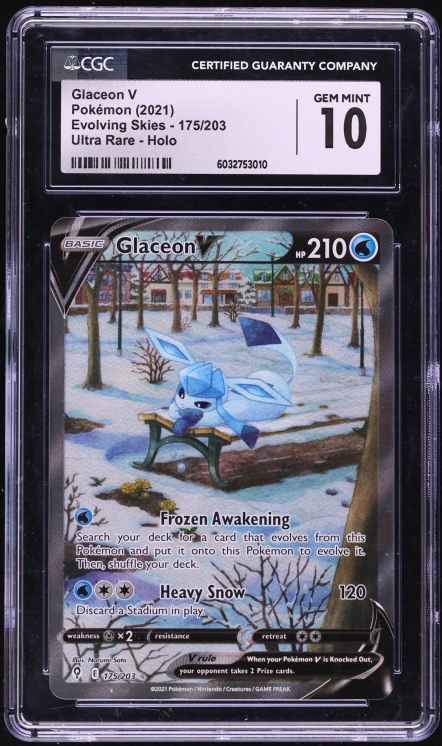 2021 Pokemon Sword & Shield Evolving Skies Alt Art Glaceon V #175 CGC 10 GEM MINT