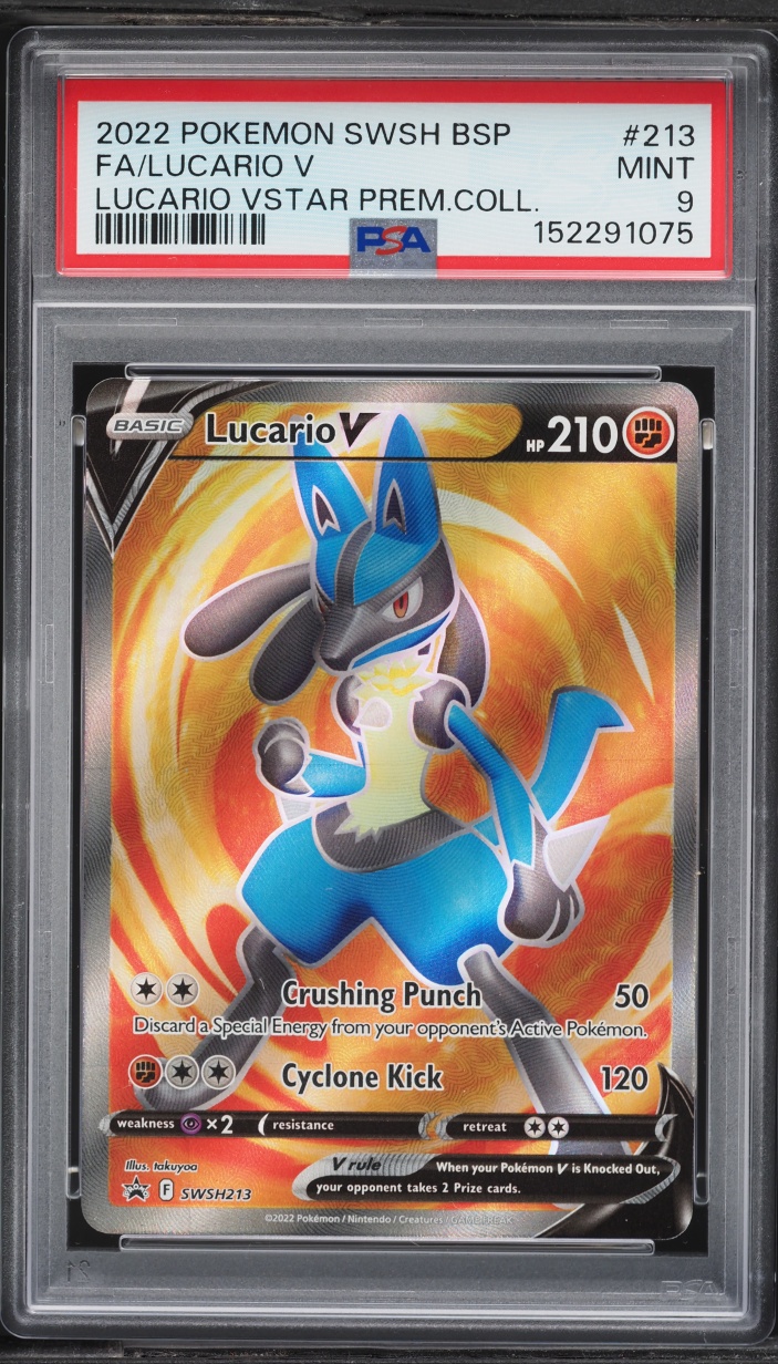 2022 Pokemon Sword & Shield Promo Premium Collection Full Art Lucario V #213 PSA 9 MINT