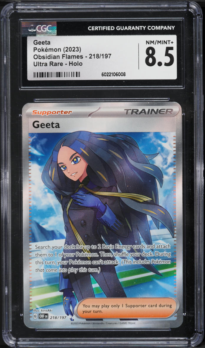 2023 Pokemon Scarlet & Violet Obsidian Flames Full Art Geeta #218 CGC 8.5 NM-MT+