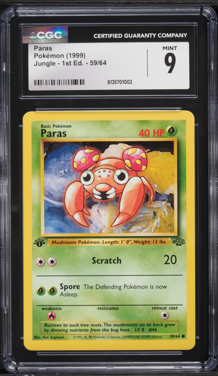 1999 Pokemon Jungle 1st Edition Paras #59 CGC 9 MINT
