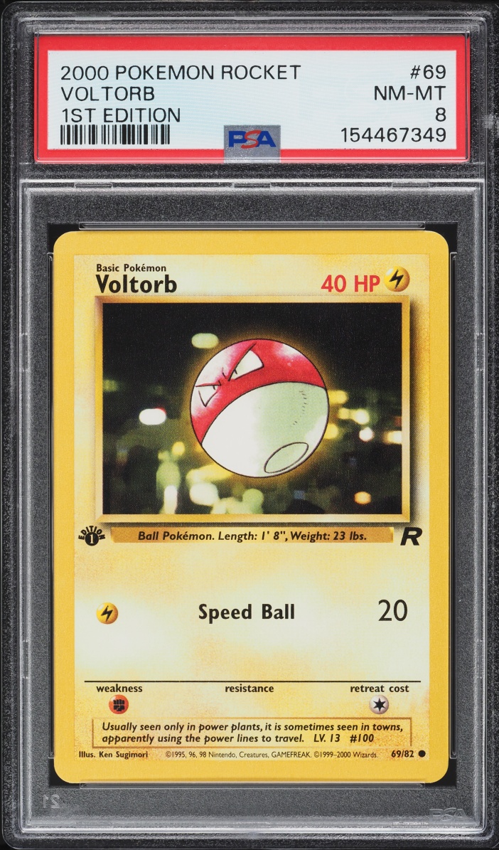 2000 Pokemon Team Rocket 1st Edition Voltorb #69 PSA 8 NM-MT