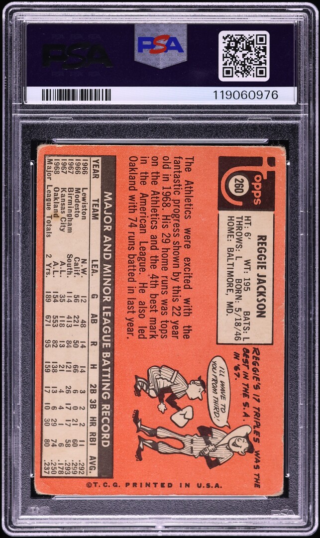 1969 Topps Reggie Jackson ROOKIE #260 PSA 1 PR