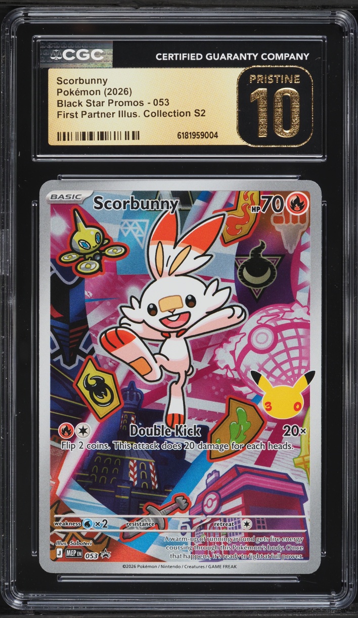 2026 Pokemon Mega Promo First Partner Illustration Collection S2 Scorbunny #053 CGC 10 PRISTINE