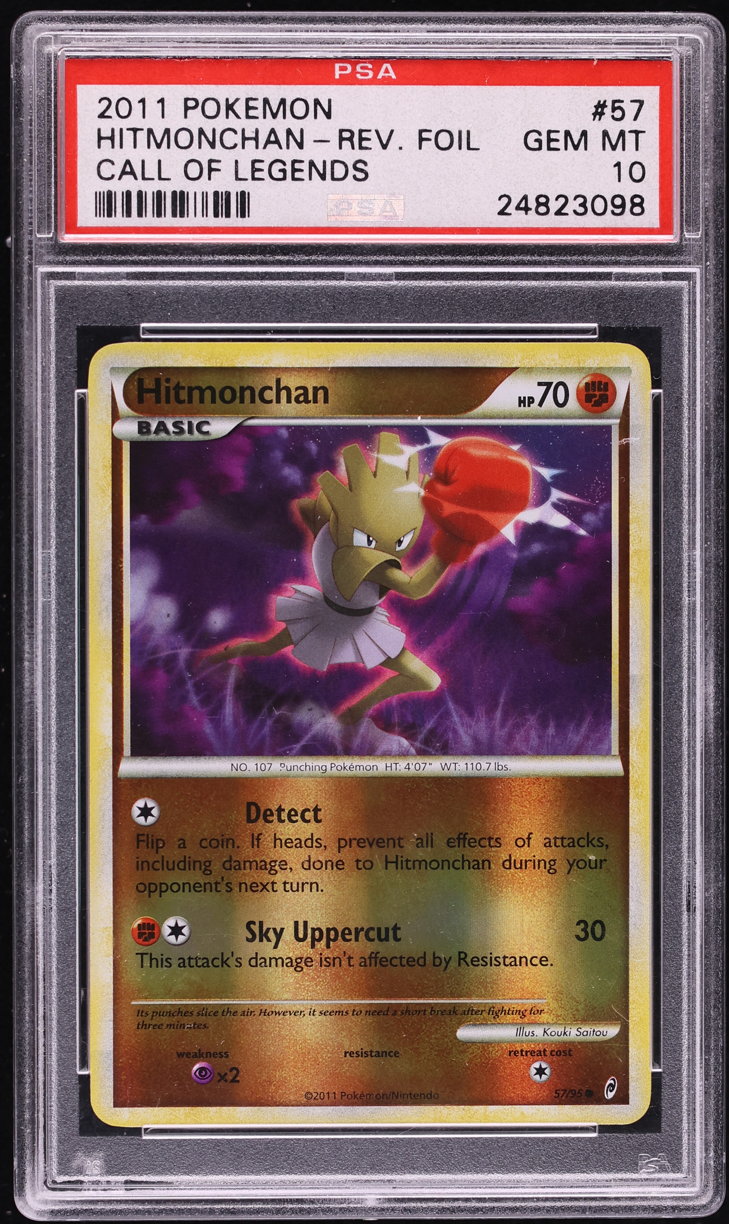2011 Pokemon HGSS Call Of Legends Reverse Holo Hitmonchan #57 PSA 10 GEM MINT
