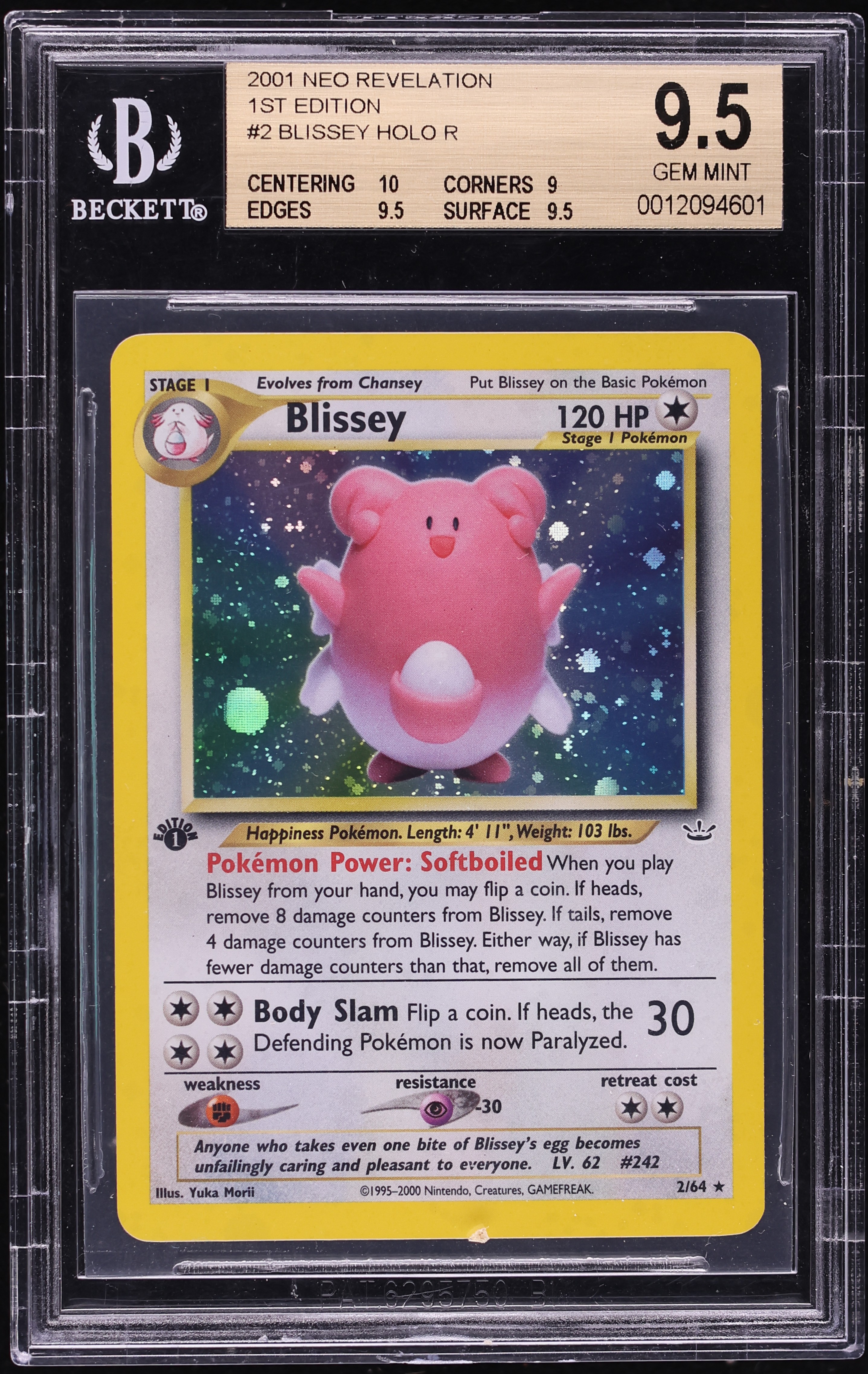 2001 Pokemon Neo Revelation 1st Edition Holo Blissey #2 BGS 9.5 GEM MINT
