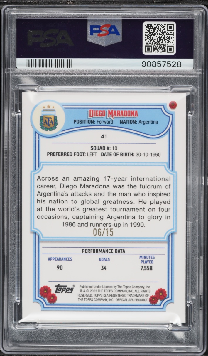 2023 Topps Argentina Fileteado Purple Tango Diego Maradona /15 #41 PSA 10 GEM MINT