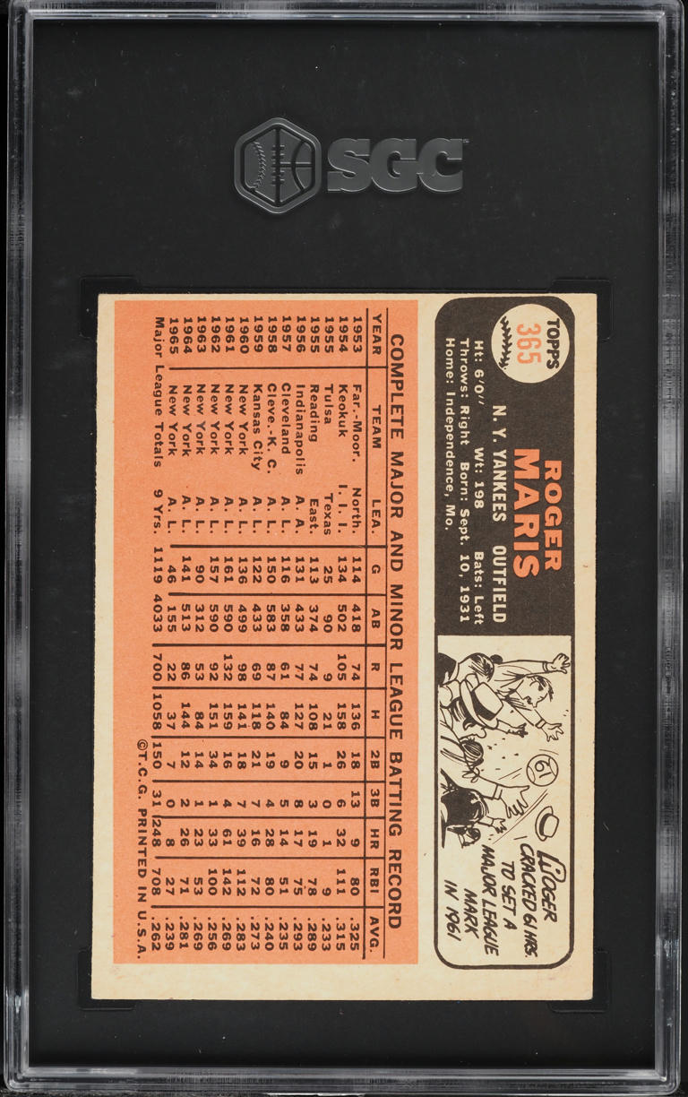 1966 Topps Roger Maris #365 SGC 4 VGEX