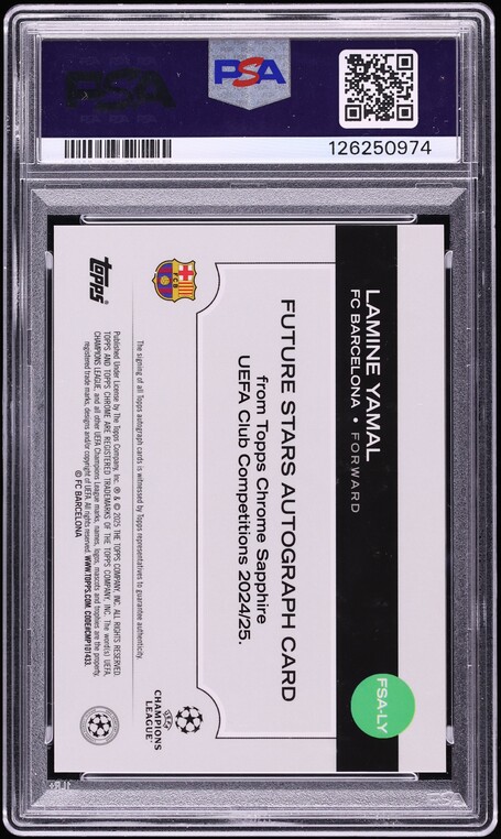 2024 Topps Chrome Sapphire UEFA Future Stars Gold Lamine Yamal AUTO /50 #FSA-LY PSA 10 GEM MINT