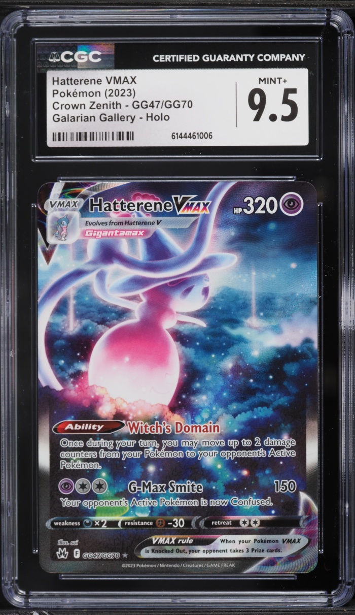 2023 Pokemon Sword & Shield Crown Zenith Alt Art Hatterene VMAX #GG47 CGC 9.5 MINT+
