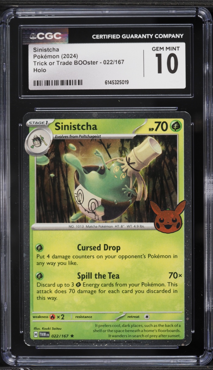 2024 Pokemon SV Trick Or Trade BOOster Holo Sinistcha #022 CGC 10 GEM MINT