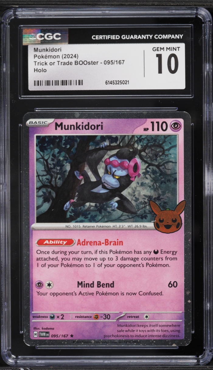 2024 Pokemon SV Trick Or Trade BOOster Holo Munkidori #095 CGC 10 GEM MINT