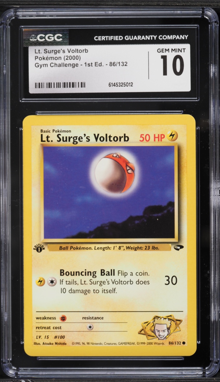2000 Pokemon Gym Challenge 1st Edition Lt Surge's Voltorb #86 CGC 10 GEM MINT