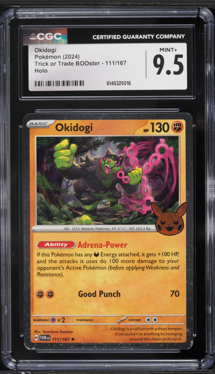 2024 Pokemon SV Trick Or Trade BOOster Holo Okidogi #111 CGC 9.5 MINT+