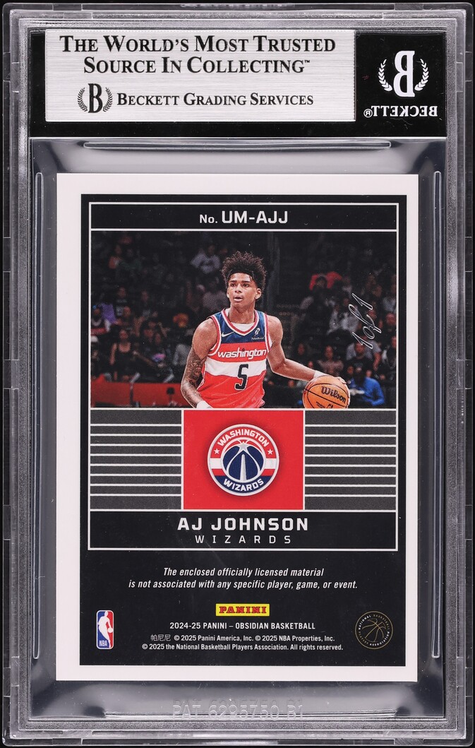2024 Panini Obsidian Unbreakable Electric Etch Vibrant Mojo AJ Johnson ROOKIE PATCH 1/1 BGS 8.5