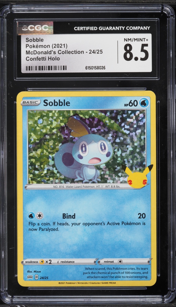 2021 Pokemon Sword & Shield McDonald's Collection Confetti Holo Sobble #24 CGC 8.5 NM-MT+