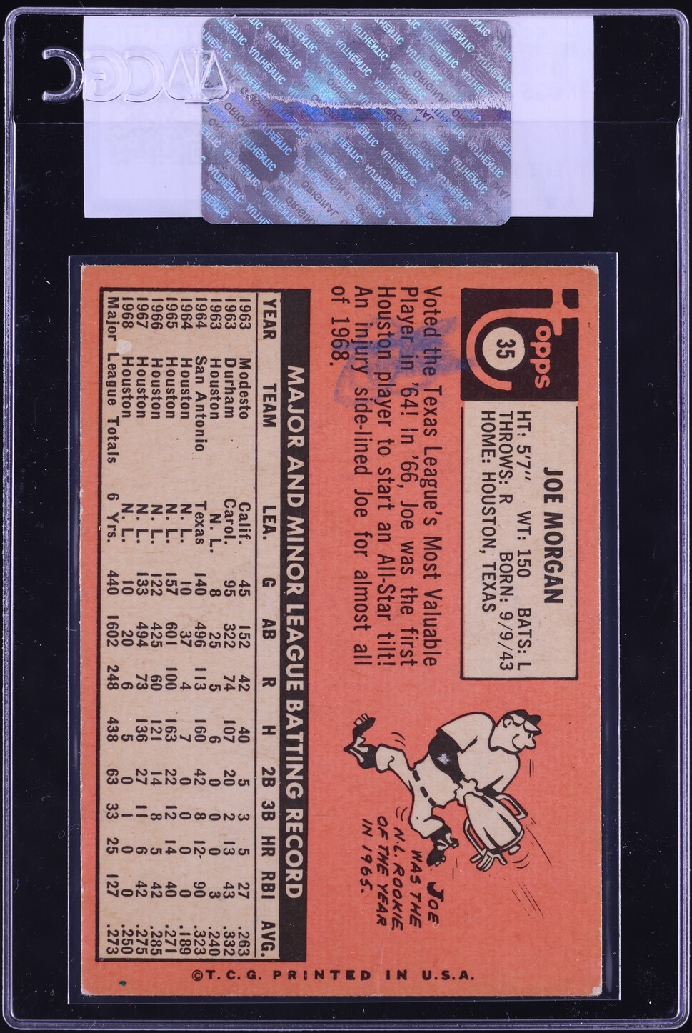 1969 Topps Joe Morgan #35 CGC AUTH