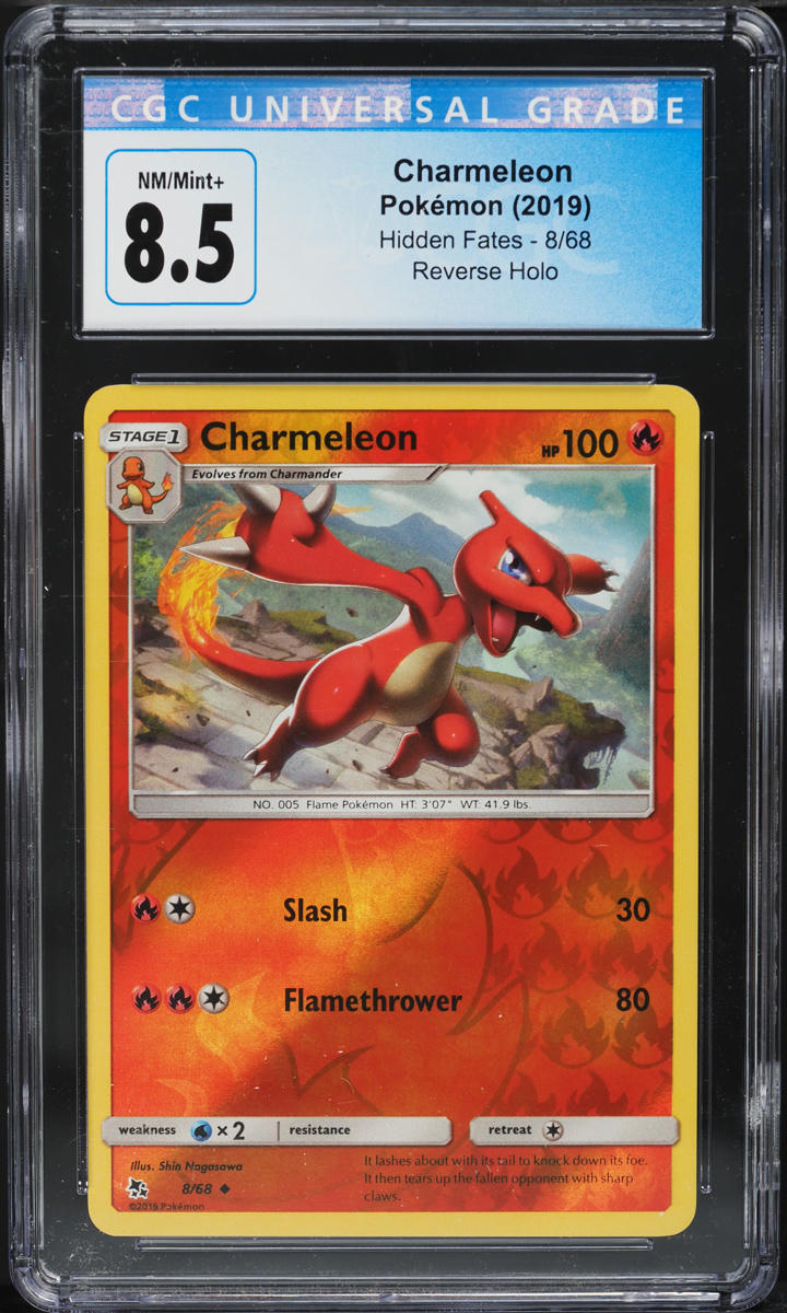2019 Pokemon Sun & Moon Hidden Fates Reverse Holo Charmeleon #8 CGC 8.5 NM-MT+