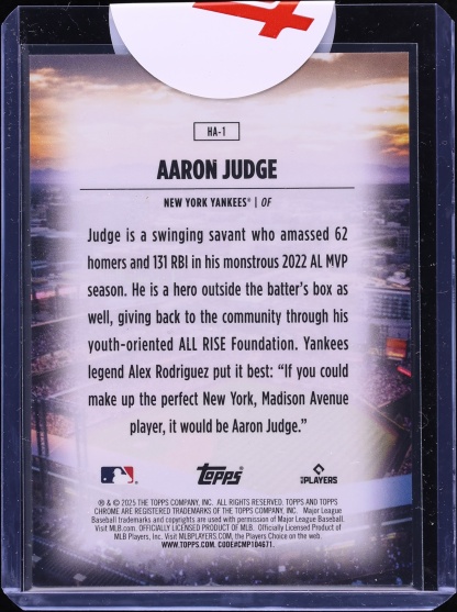2025 Topps Chrome Home Field Advantage Aaron Judge #HA-1