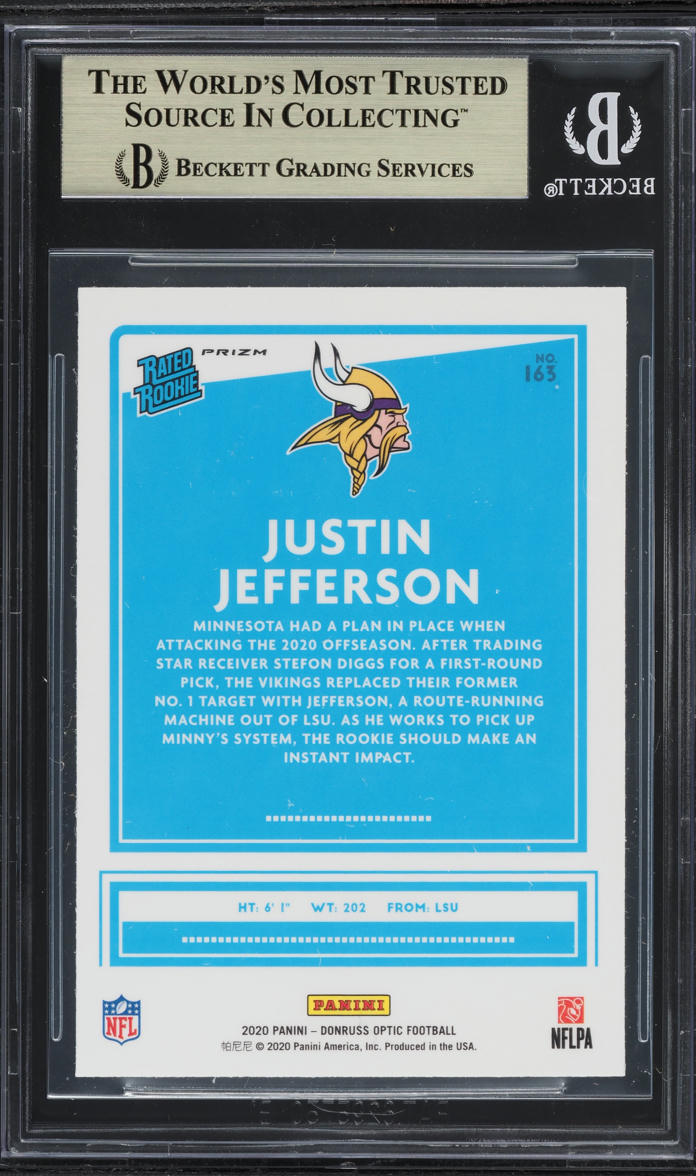 2020 Donruss Optic Holo Justin Jefferson ROOKIE #163 BGS 9.5 GEM MINT