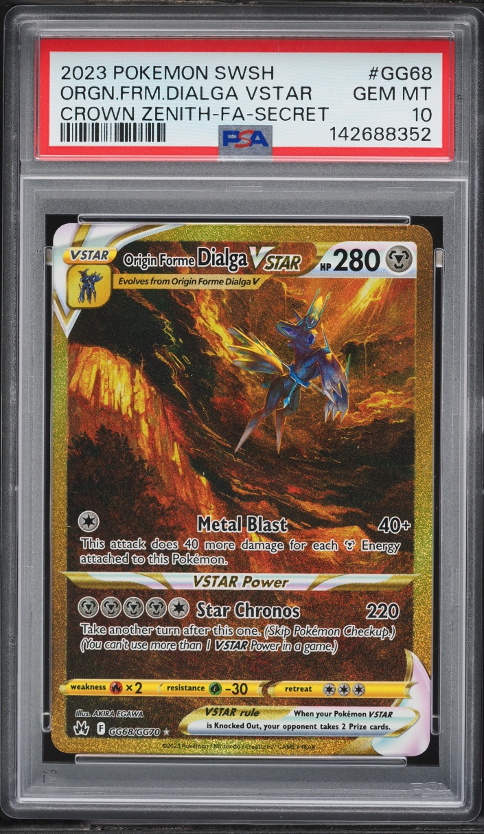 2023 Pokemon Sword & Shield Crown Zenith Gold Rare Origin Forme Dialga VSTAR #GG68 PSA 10 GEM