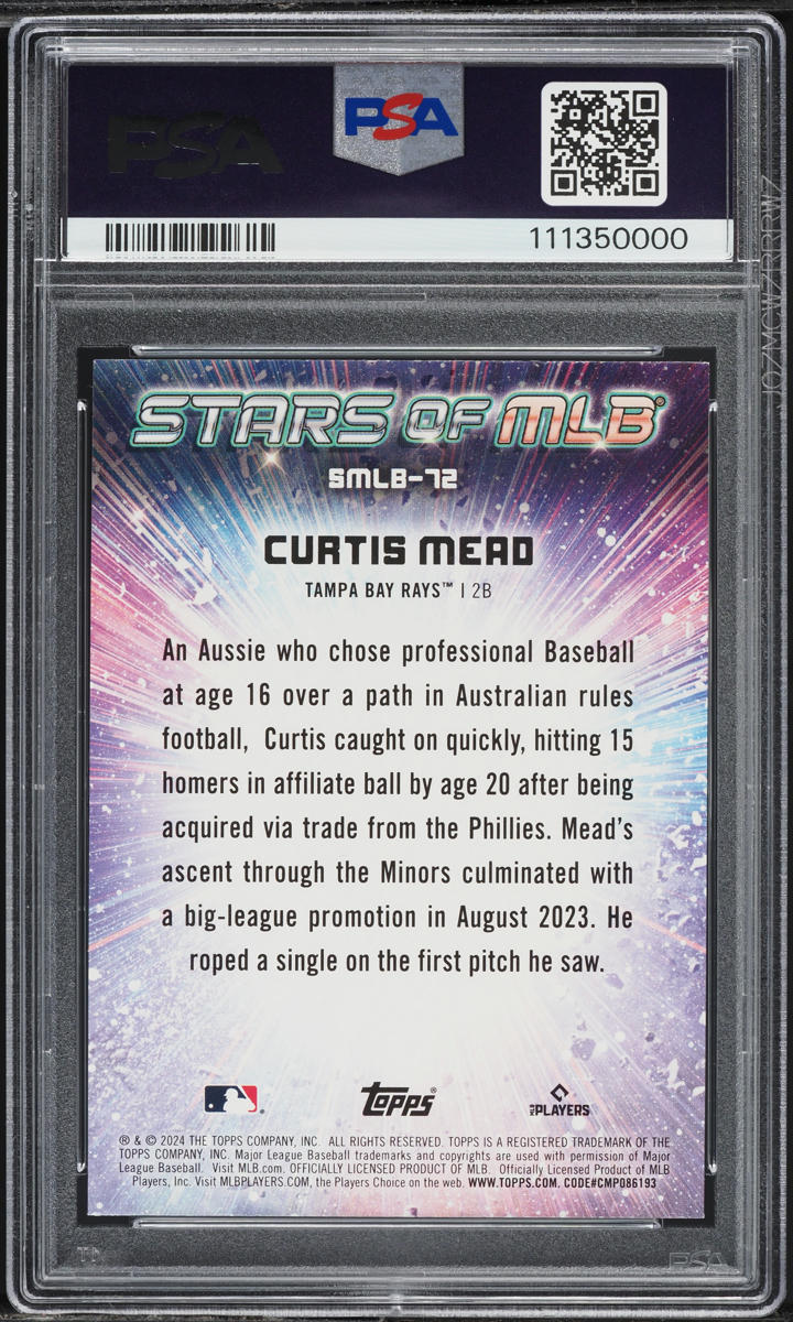 2024 Topps Stars Of MLB Update Curtis Mead ROOKIE #SMLB72 PSA 9 MINT