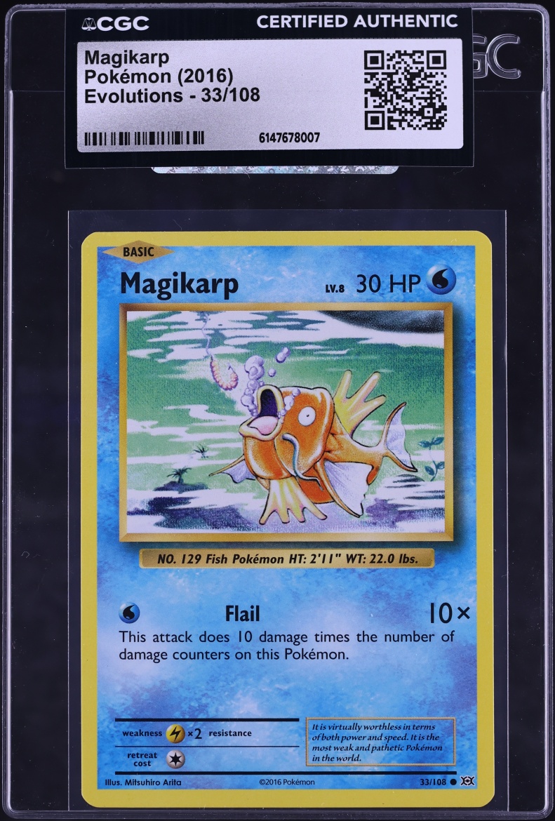 2016 Pokemon XY Evolutions Magikarp #33 CGC AUTH
